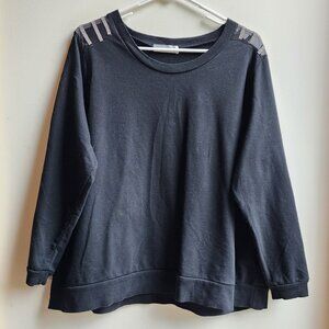 89th & Madison Black Jeweled Embellished Scoop Neck Sweatshirt Size 2X